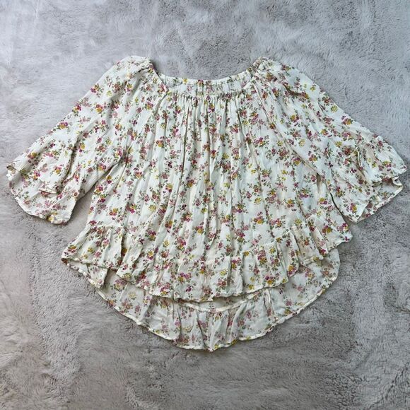 Denim & Supply Ralph Lauren Floral Boho Top Peasant Off Shoulder Size Small - Picture 2 of 7